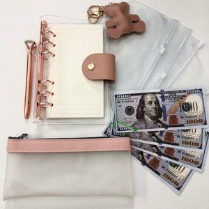 A6 Budget Binder Bundle, Starter Kit | Clear 6 Ring Rose Gold